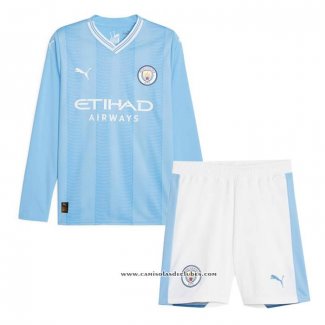 Camisola 1º Manchester City 23/24 Crianca Manga Comprida