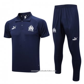 Conjunto Polo del Olympique Marsella 23/24 Azul Oscuro