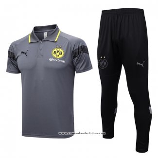 Conjunto Polo del Dortmund 23/24 Cinza