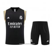 Fato de Treino Real Madrid 23/24 Sin Mangas Preto