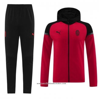 Fato de Treino Hoodie AC Milao 24/25 Vermelho