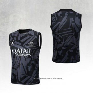 Camisola de Treinamento Paris Saint-Germain Jordan 23/24 Sin Mangas Preto y Cinza